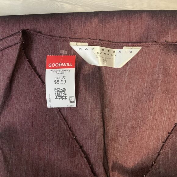 Max Studio by Leon Max Sleeveless Burgundy Sheath Dress V-Neck Size 4 - Picture 8 of 8